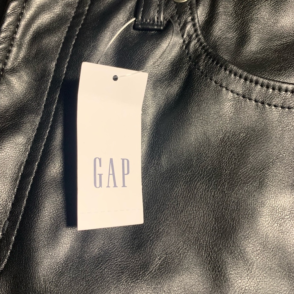 New GAP Vintage Slim High Rise Vegan Leather Pants 8 Petite - Picture 5 of 5